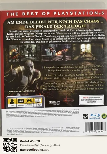 God of War III PlayStation 3, Germany box back
