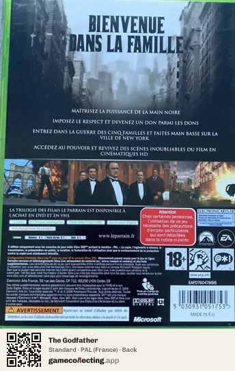 The Godfather Xbox 360, France box back