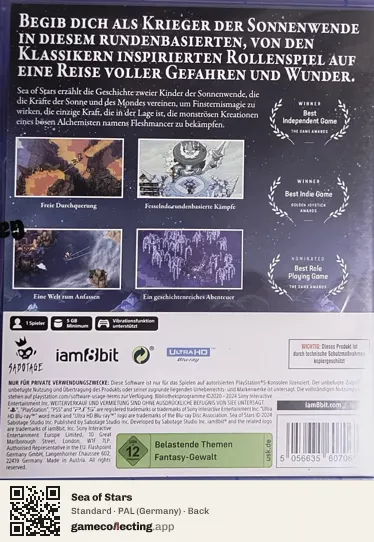 Sea of Stars PlayStation 5, Germany box back