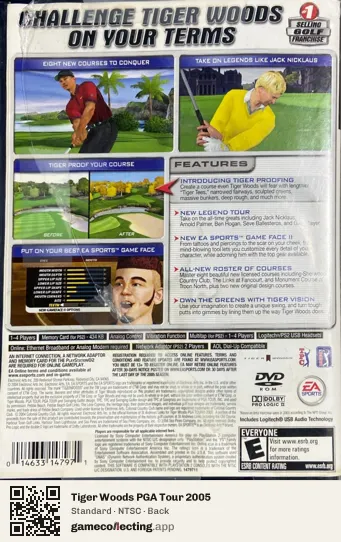 Tiger Woods PGA Tour 2005 PlayStation 2, NTSC box back