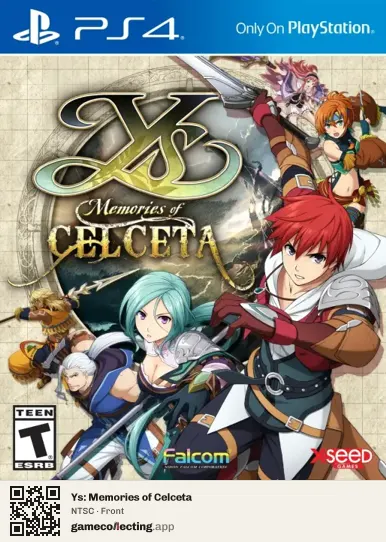 Ys: Memories of Celceta PlayStation 4, NTSC box front