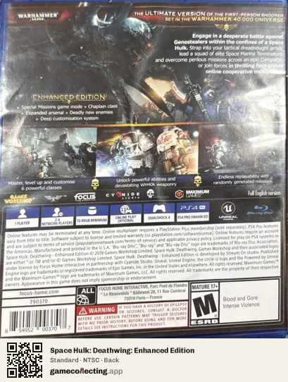 Space Hulk: Deathwing: Enhanced Edition PlayStation 4, NTSC box back