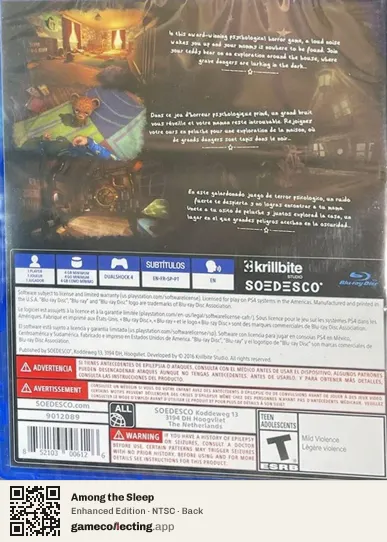 Among the Sleep PlayStation 4, NTSC box back