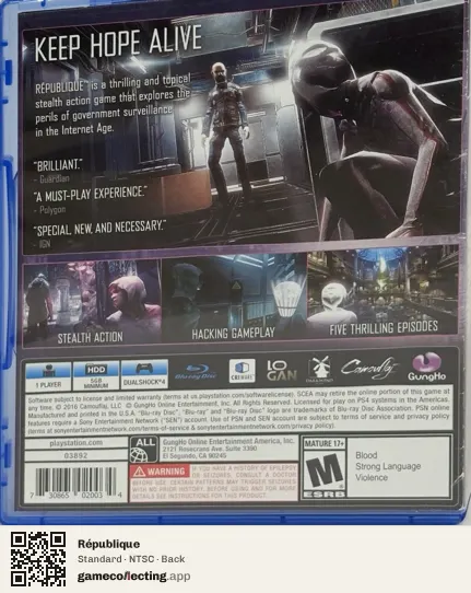 République PlayStation 4, NTSC box back