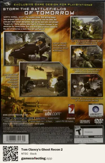 Tom Clancy's Ghost Recon 2 PlayStation 2, NTSC box back