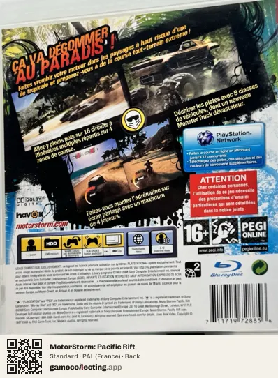 MotorStorm: Pacific Rift PlayStation 3, France box back