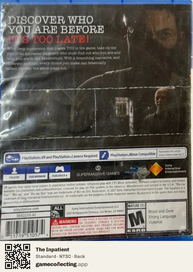 The Inpatient PlayStation 4, NTSC box back