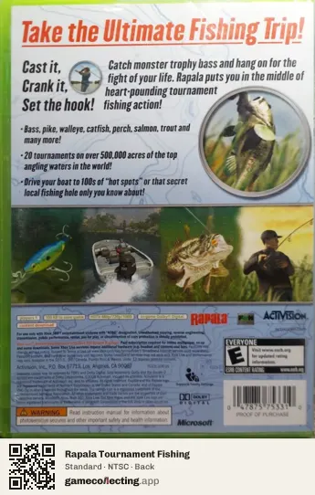 Rapala Tournament Fishing Xbox 360, NTSC box back