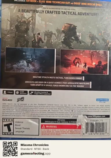 Miasma Chronicles PlayStation 5, NTSC box back
