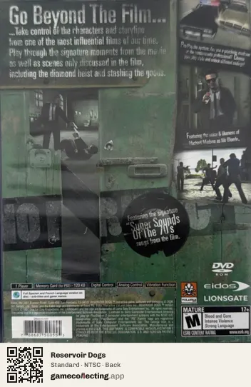 Reservoir Dogs PlayStation 2, NTSC box back