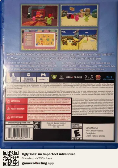 UglyDolls: An Imperfect Adventure PlayStation 4, NTSC box back