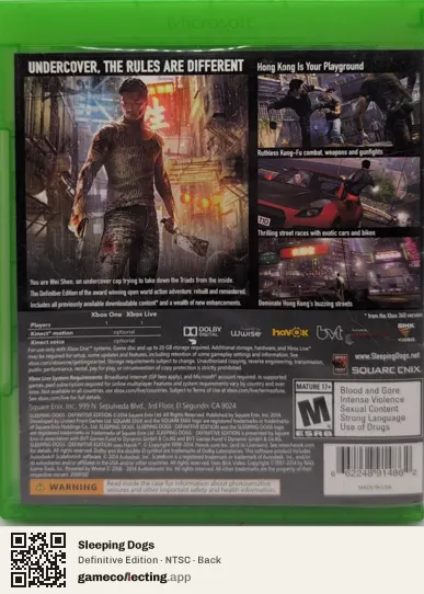 Sleeping Dogs Xbox One, NTSC box back