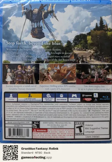 Granblue Fantasy: Relink PlayStation 4, NTSC box back