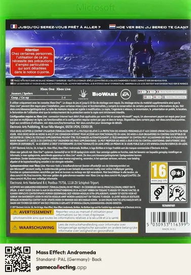 Mass Effect: Andromeda Xbox One, Germany box back