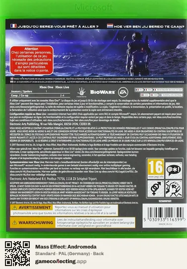 Mass Effect: Andromeda Xbox One, Germany box back
