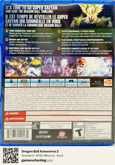 Dragon Ball Xenoverse 2 PlayStation 4, Mexico box back