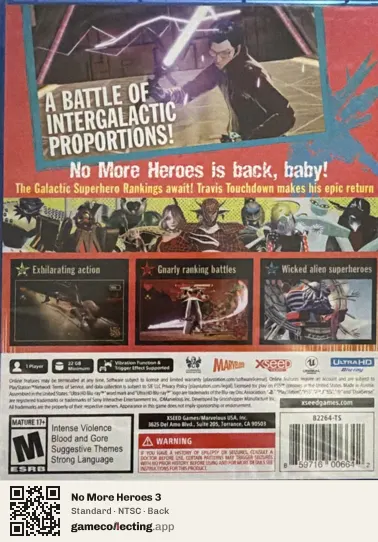 No More Heroes 3 PlayStation 5, NTSC box back