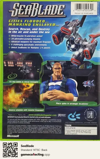 SeaBlade Xbox, NTSC box back