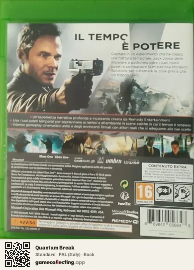 Quantum Break Xbox One, Italy box back
