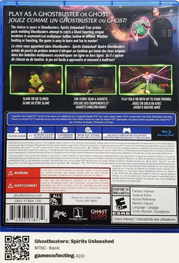 Ghostbusters: Spirits Unleashed PlayStation 4, NTSC box back
