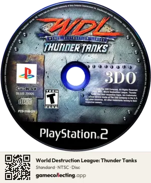 World Destruction League: Thunder Tanks PlayStation 2, NTSC disc