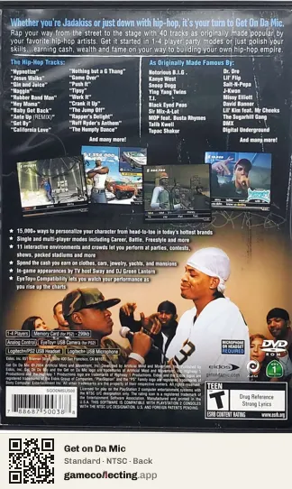 Get on Da Mic PlayStation 2, NTSC box back