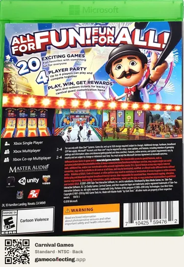 Carnival Games Xbox One, NTSC box back