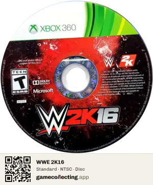 WWE 2K16 Xbox 360, NTSC disc