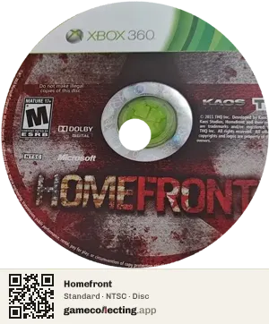 Homefront Xbox 360, NTSC disc