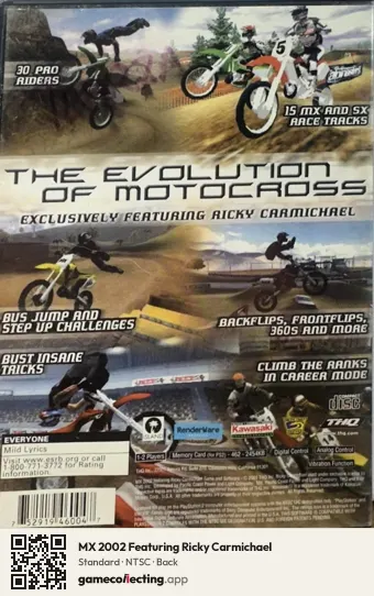 MX 2002 Featuring Ricky Carmichael PlayStation 2, NTSC box back