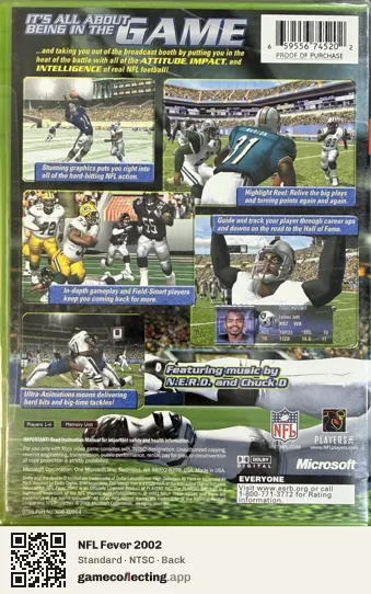 NFL Fever 2002 Xbox, NTSC box back