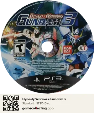 Dynasty Warriors: Gundam 3 PlayStation 3, NTSC disc