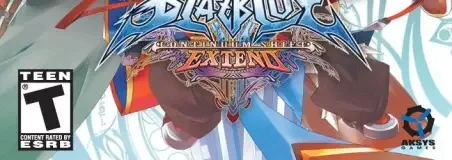BlazBlue: Continuum Shift Extend, the ESRB box on its front