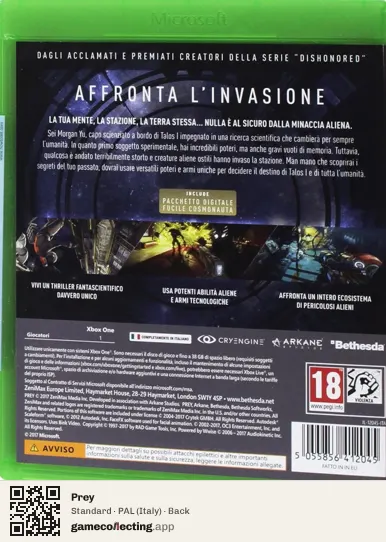 Prey Xbox One, Italy box back
