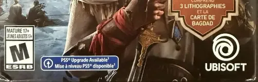 Assassin's Creed Mirage, the ESRB box on its front