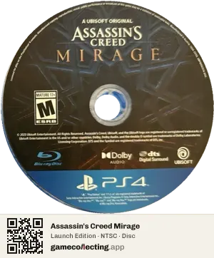 Assassin's Creed Mirage PlayStation 4, NTSC disc