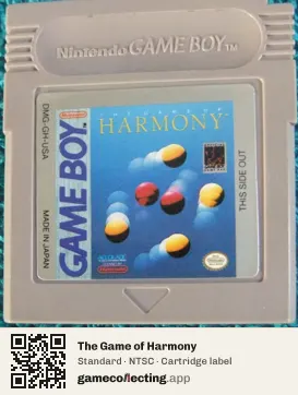 The Game of Harmony Game Boy, NTSC cartridge label