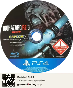 Resident Evil 3 PlayStation 4, Asia disc