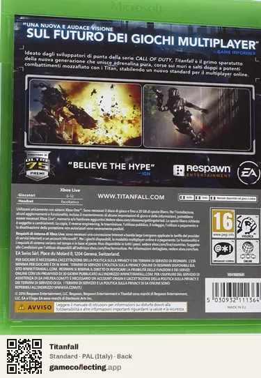 Titanfall Xbox One, Italy box back