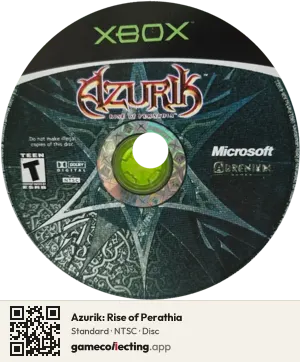 Azurik: Rise of Perathia Xbox, NTSC disc