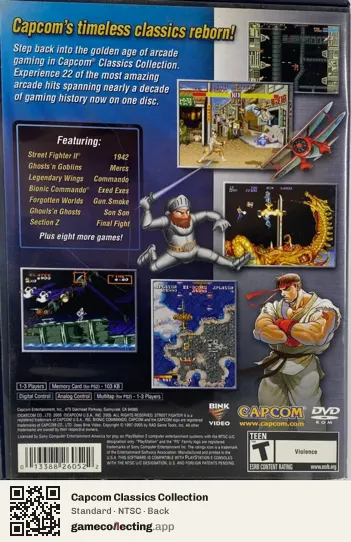 Capcom Classics Collection PlayStation 2, NTSC box back
