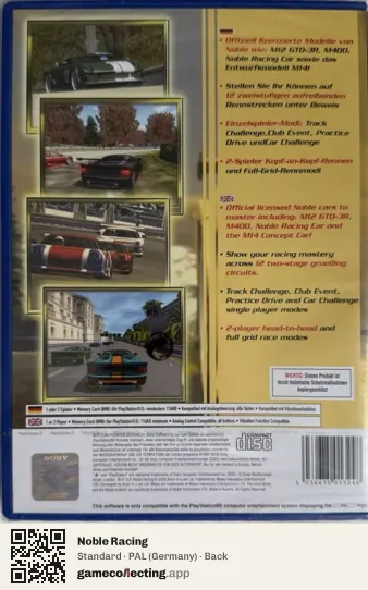 Noble Racing PlayStation 2, Germany box back