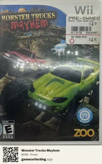 Monster Trucks Mayhem Nintendo Wii, NTSC box front