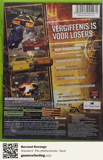 Burnout Revenge Xbox, Netherlands box back