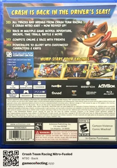 Crash Team Racing Nitro-Fueled PlayStation 4, NTSC box back