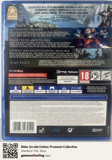 Elder Scrolls Online: Premium Collection PlayStation 4, PAL box back