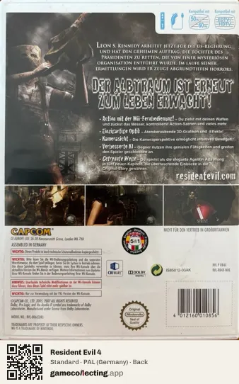 Resident Evil 4 Nintendo Wii, Germany box back