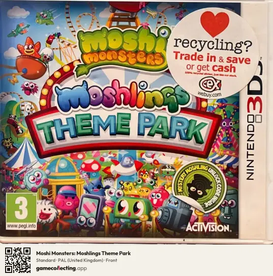 Moshi Monsters: Moshlings Theme Park Nintendo 3DS, United Kingdom box front