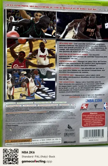 NBA 2K6 Xbox 360, Italy box back