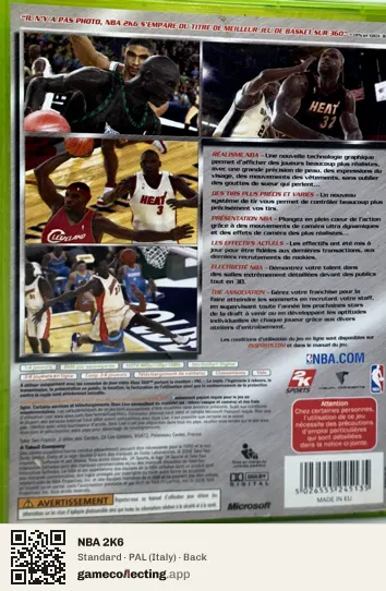 NBA 2K6 Xbox 360, Italy box back